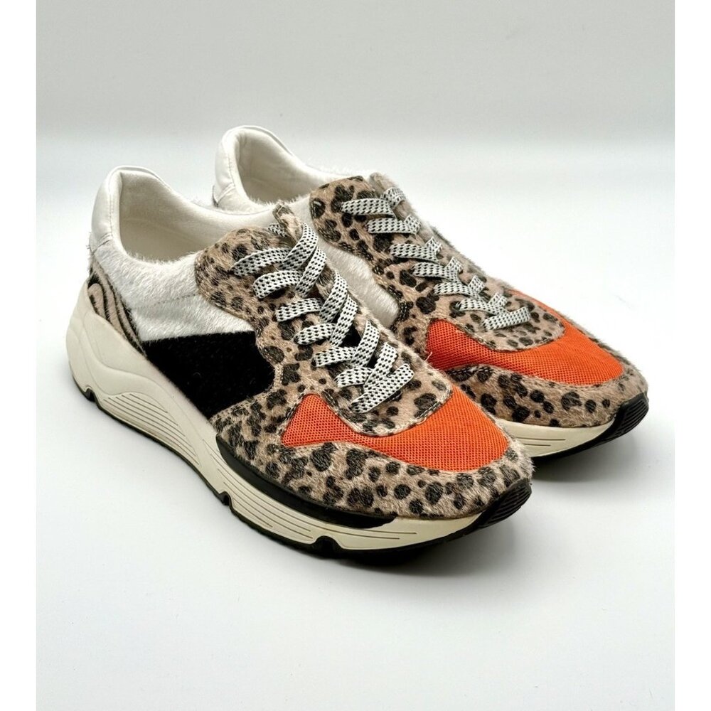 White Raven Women's Sz 8.5 Leopard Print Platform Fashion Sneakers Pre Owned